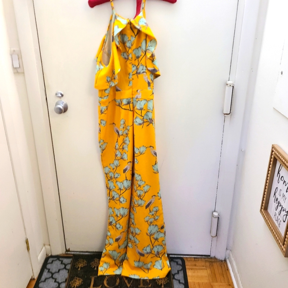 Anthropologie Yellow and Blue Jumpsuit size 10